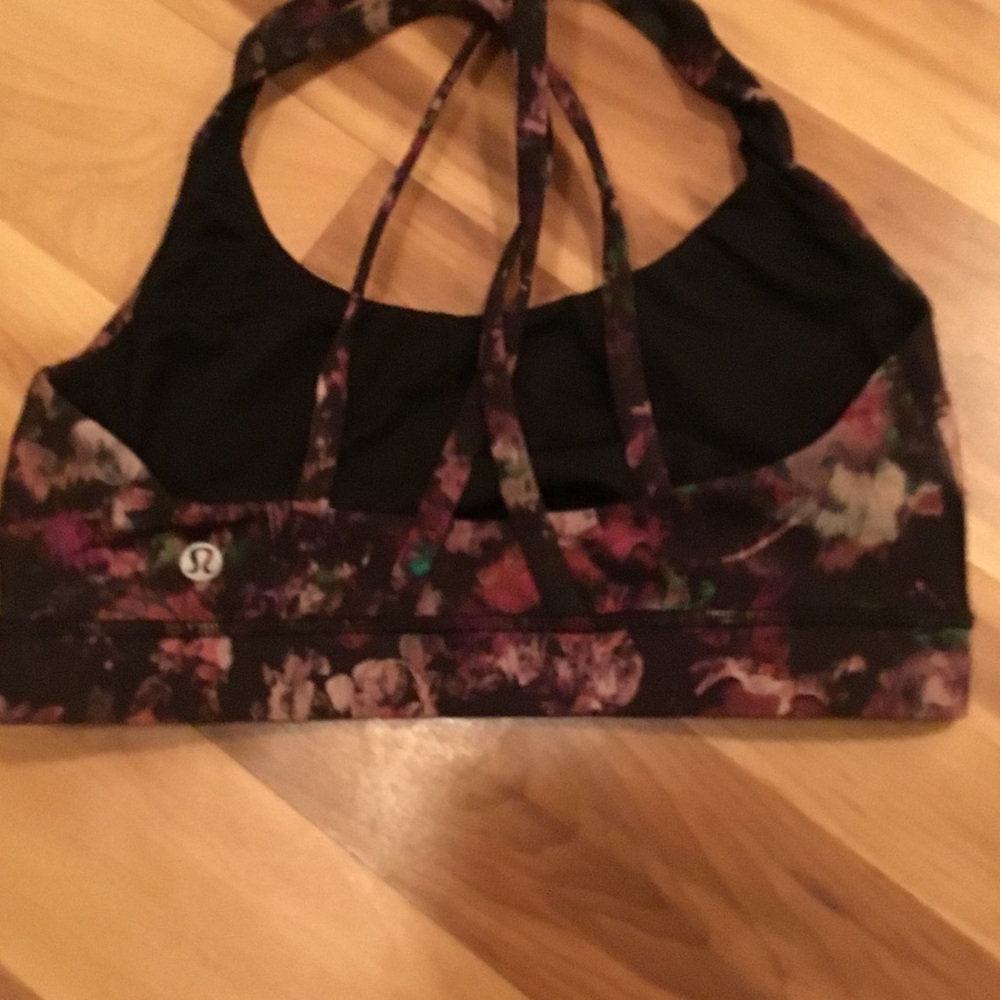lululemon athletica Black Sports Bra with Dark Floral Band